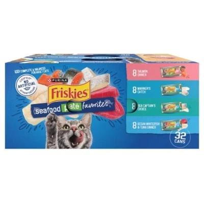 Purina Friskies Paté Wet Cat Food Seafood Fish Flavor Favorites - 5.5oz/32ct  - Image 1 of 3
