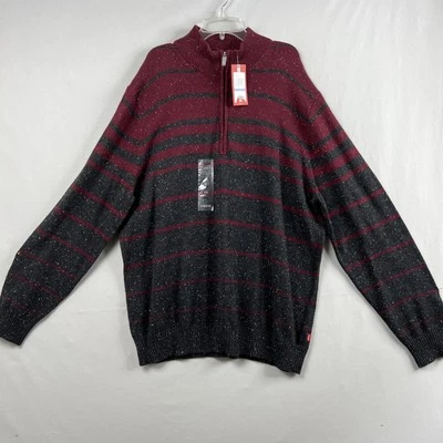 Suéter Pullover IZOD Para Hombres 1/4 Cremallera Para Hombres Talla XL Mezcla de Algodón Gris Borgoña NUEVO Foto 1 de 4