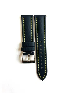 BLUE High Quality Real Sailcloth Waterproof Watch Strap YELLOW Stitch - Picture 1 of 8