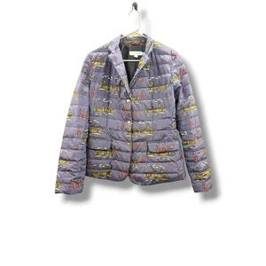 Boden London Print Down Jacket Women's Size 10 Quilted Feather Warm Coat - Picture 1 of 12