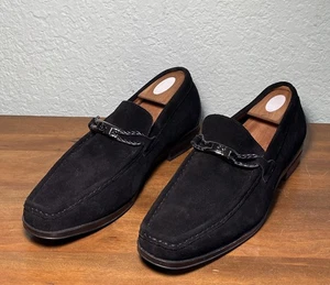 Stacy Adams Men Size Suede Leather Horse Bit Loafer Driving Shoes Black 10M - Picture 1 of 12