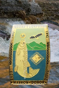 Bone Marrow Donor Drive 1992 Kodiak Alaska Lions Club hat jacket Pin - Picture 1 of 6