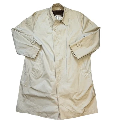 London Fog Maincoats Trench VTG Beige Removable Faux Fur Liner Men’s 44R Winter - Image 1 of 4