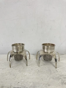 Juego de 2 Candelabros Vintage Plateados Sputnik Estilo Atómico Diseño Patente - Imagen 1 de 7