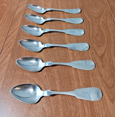 ANTIQUE LOT OF 6 COIN SILVER ENGLEHART & SON-PENNSYLVANIA TEASPOON MONOGRAM - Image 1 of 4