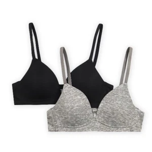 Wonder Nation Girls Pull Over T-shirt Bras 2-Pack Size 30 30A Black Grey - Picture 1 of 7