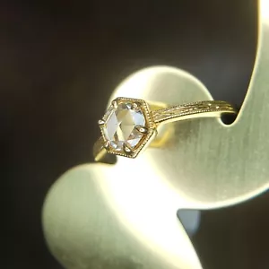 18k Yellow Gold Hexagon Rose Cut Diamond Lumiere - Picture 1 of 7
