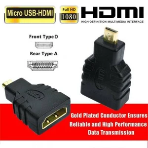 Convertor Gold Plated HDMI Female to Micro HDMI Male type d Adapter for GoPro US - Picture 1 of 4
