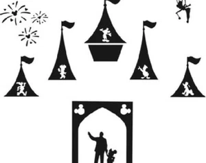 Neu Disney Castle Wandtattoo mit Fab Five | Disney Castle Fotoaufkleber | Schloss - Bild 1 von 4