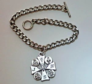 Modern Charm / Pendent Confirmation Memory bracelet  Silver Colored Marked Italy - Picture 1 of 10