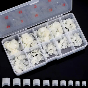Square Nail Tips Half Cover 500Pcs Clear Acrylic Nails French Short False Nails - Picture 1 of 12