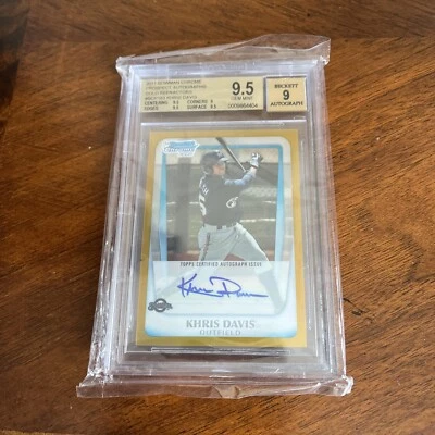 Bowman Chrome Khris Davis Gold 2011 ref automático/50 BGS 9,5 Gem My Auto-9 Foto 1 de 3