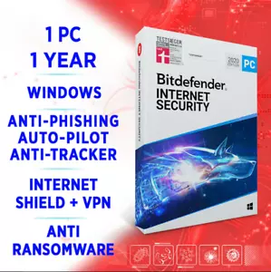 2021 Bitdefender Internet Security 3 PC 1 Year - Picture 1 of 2