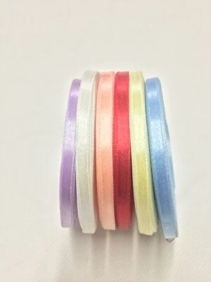 Satin Ribbon 6mm Single Sided Roll 32 Metres Craft Gift Wrap Cake Birthday Xmas - Image 1 of 2