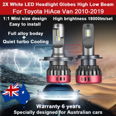 For Toyota HiAce 2013 2014 2X 18000LM Headlight Globes Full Dipped Beam LED bulb - image 1 of 4
