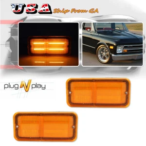 For 1968-1972 Chevy GMC Truck Standard Front Amber LED Side Marker Lights 2PCS - Picture 1 of 11