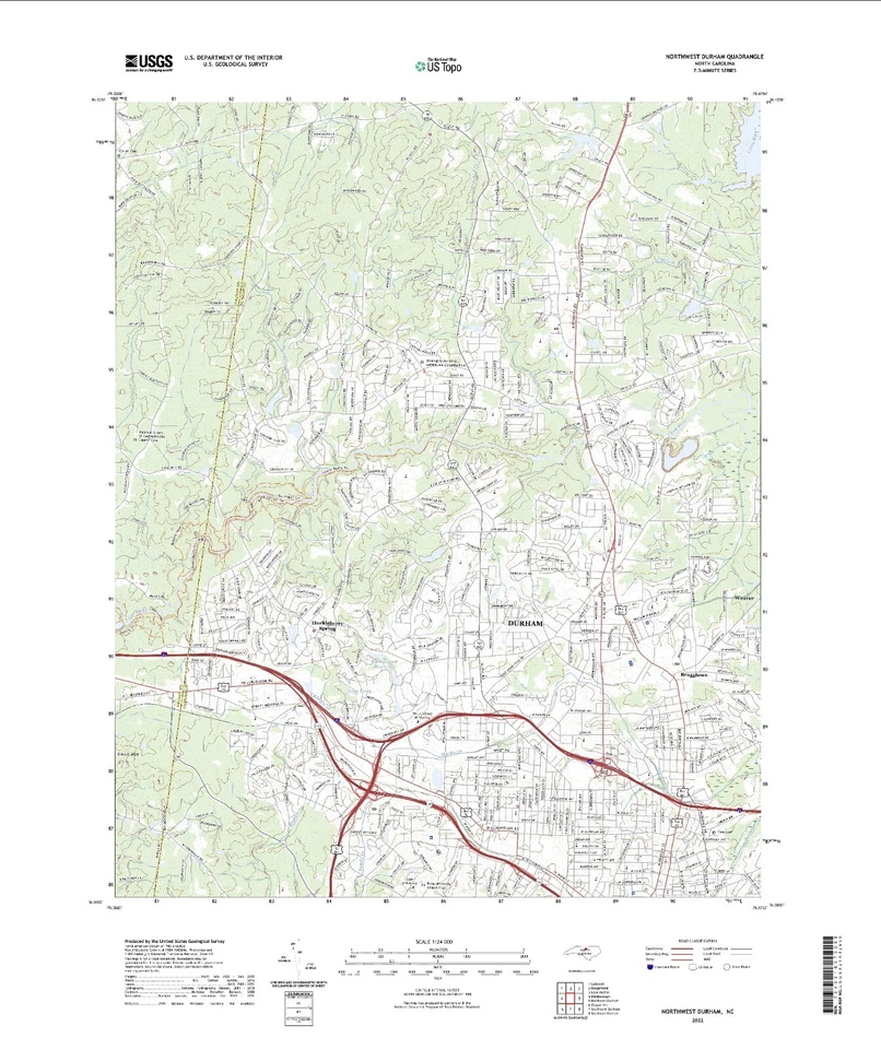 Northwest Durham NC Topographic Map 2022 USGS – Premium Matte Print – NC - Image 1 of 1
