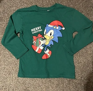 H&M Kids Christmas Sonic The Hedgehog Long Sleeved T-Shirt,Green,Size 4-6 Years - Picture 1 of 1