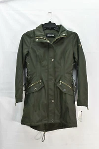Guess Women's Faux-Fur-Trim Soft Shell Raincoat, Green, Size S, $240, NwT - Picture 1 of 8