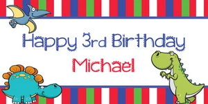 Dinosaur Party Banner, Custom Dinosaur Personalized Vinyl Birthday Banner - Picture 1 of 3