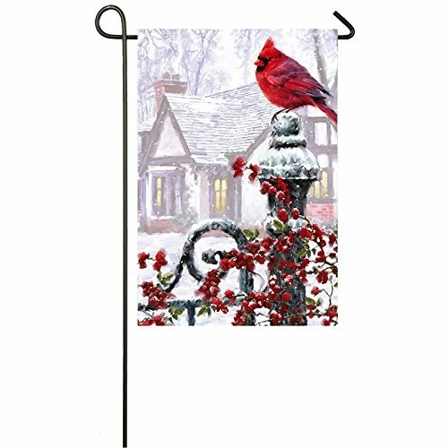 Bandera de jardín doble cara satinado invierno cardenal pájaro bayas nieve 12,5x18 pulgadas Foto 1 de 1