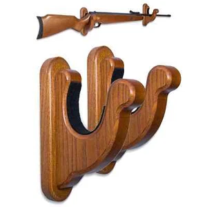 TESLYAR Rifle Wall Mount - Gun Hooks for Rifles and Shotguns Wooden Gun Rack ... - Picture 1 of 8