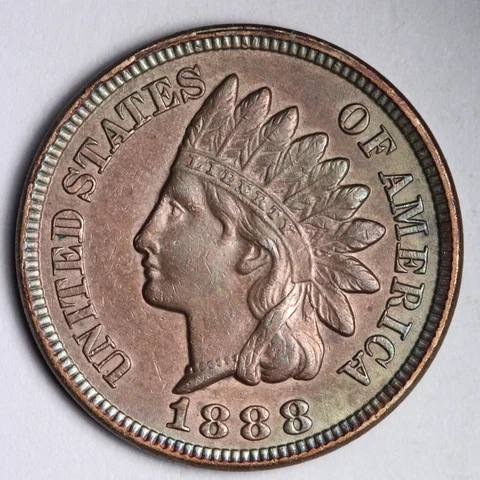 1888 Indian Head Cent Penny CHOICE UNC *UNCIRCULATED* MS E132 XWCM Cover