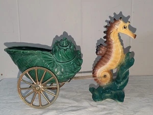 Rare Vintage Lane & Co Ceramic Mid Century Seahorse & Conch Shell Wagon - Picture 1 of 9