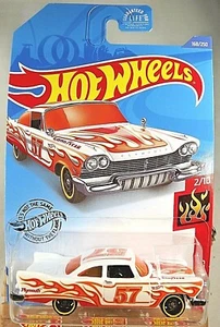 2020 Hot Wheels #168 HW Flames 2/10 '57 PLYMOUTH FURY White w/Black DD8 Spokes - Picture 1 of 5