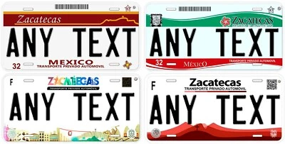Zacatecas Personalized Car Auto Mexico License Plates Any Text - Image 1 of 4