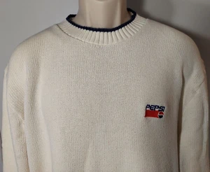 The Lion's Pride Men's Vintage Made In USA Pepsi Ivory Cream Sweater, Size XL - Picture 1 of 19