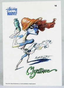 Tarjetas coleccionables oficiales de Stussy Marvel 2011 #16 Mystique Series 2 raras - Imagen 1 de 2