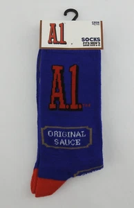 New A1 Sauce Print Novelty Crew Socks Unisex Men’s Size 6-12 Blue - Imagen 1 de 2