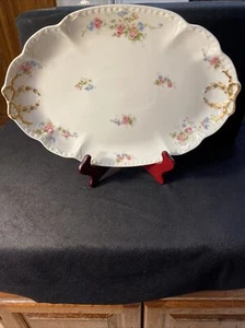 ANTIQUE CH FIELD GDA 15 1/2” X 11”SERVING PLATTER LIMOGES HAVILAND FLORAL DESIGN - Picture 1 of 12