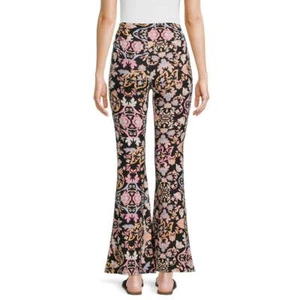 New No Boundaries Floral Paisley Knit Flare Pants Juniors Women Many Sizes - Picture 1 of 4