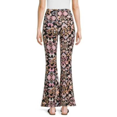 New No Boundaries Floral Paisley Knit Flare Pants Juniors Women Many Sizes - Image 1 of 4