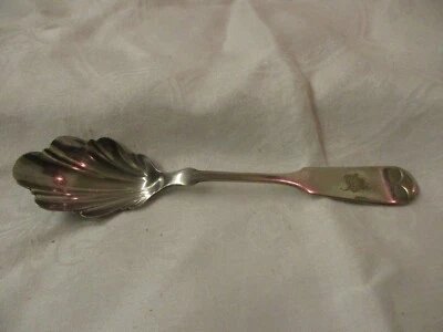 Antique W. T. Tress Silver plate Sugar Shell Spoon Fiddle pattern monogram 'B' - Image 1 of 4