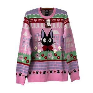 Pull floral Studio Ghibli Kiki's Delivery Jiji portrait floral 3D taille S NEUF