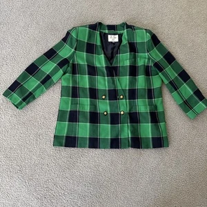 Neu aus altem Lagerbestand Le Suit grün schwarz groß kariert Karriere Kirche Business Anzug Blazer - Bild 1 von 8