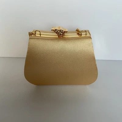 Bolso sin asas vintage Jessica McClintock tono dorado cadena cartera graduación boda formal Foto 1 de 4