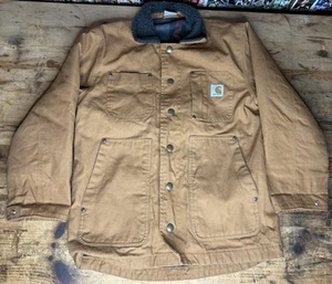 Vtg Carhartt Barn Chore Coat Jacket Blanket Lined Sz Youth Medium Brown 10 - 12 - Picture 1 of 8