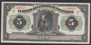(FR1) Mexiko Banknote 5 PesoS 1913 - Sehr guter Zustand + lartdesgents.fr Tcat793 - Bild 1 von 2