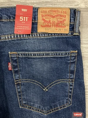 Pantalones de mezclilla ajustados elásticos Levi’s 511 para hombre 36x30 Foto 1 de 4