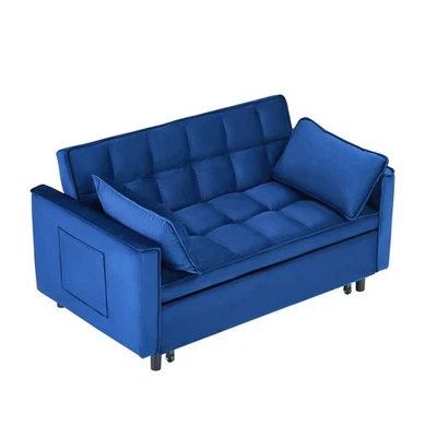 Modern Velvet Pull Out Sofa Bed Small Loveseat Convertible Sleep Couch Love Seat - Image 1 of 4