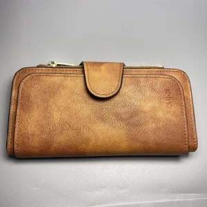 CLUCI Women’s Brown Faux Leather Zip Around Wallet Organizer Checkbook - Picture 1 of 7