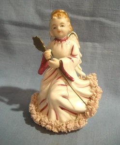 RARE~VTG~LENWILE ARDALT  ANGEL WITH METAL STAFF ~SPAGHETTI TRIM~6073F~PINK~JAPAN - Picture 1 of 6