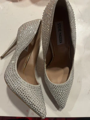 Steve Madden Alisha Rhinestone Crystal Translucent Heels Size 7.5 - Image 1 of 4