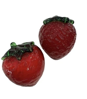 "Juego de 2 vidrio macizo con superficie texturizada de vástago verde de 3"" rojo" Foto 1 de 4