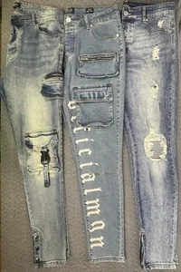 Lote de 3 pantalones de mezclilla ajustados con botones boohooMAN para hombre "se ajustan como 33x31" - Imagen 1 de 22