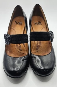 SOFFT Womens Black Leather Pumps with Elastic Band Size 7M - Picture 1 of 6